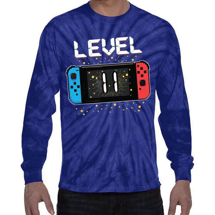 Level 11 Birthday Gaming 11 Year Old Video Games Gift Tie-Dye Long Sleeve Shirt