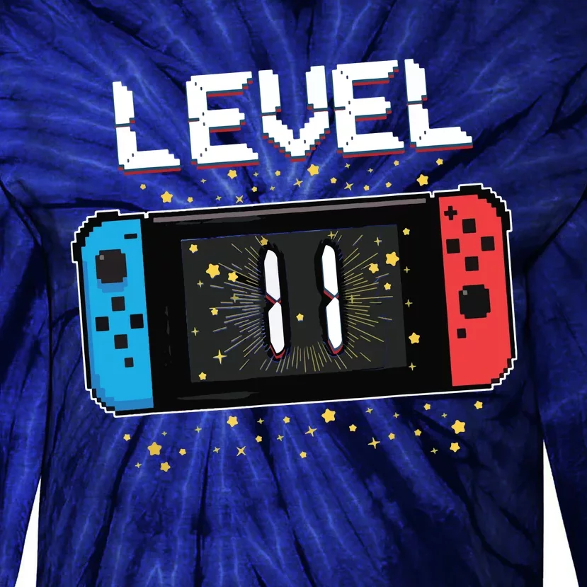 Level 11 Birthday Gaming 11 Year Old Video Games Gift Tie-Dye Long Sleeve Shirt