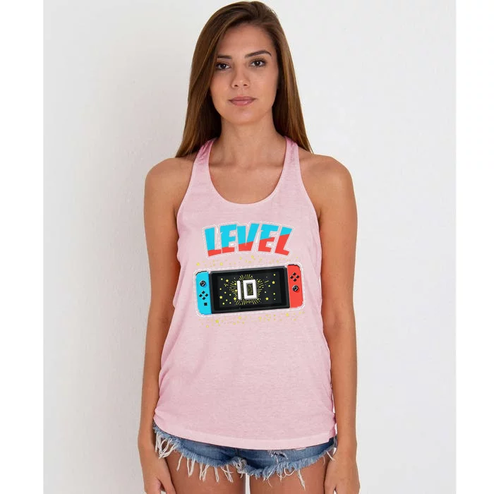 Level 10 Birthday 10 Years Old Video Games Gift Women's Knotted Racerback Tank