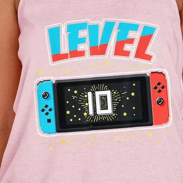 Level 10 Birthday 10 Years Old Video Games Gift Women's Knotted Racerback Tank