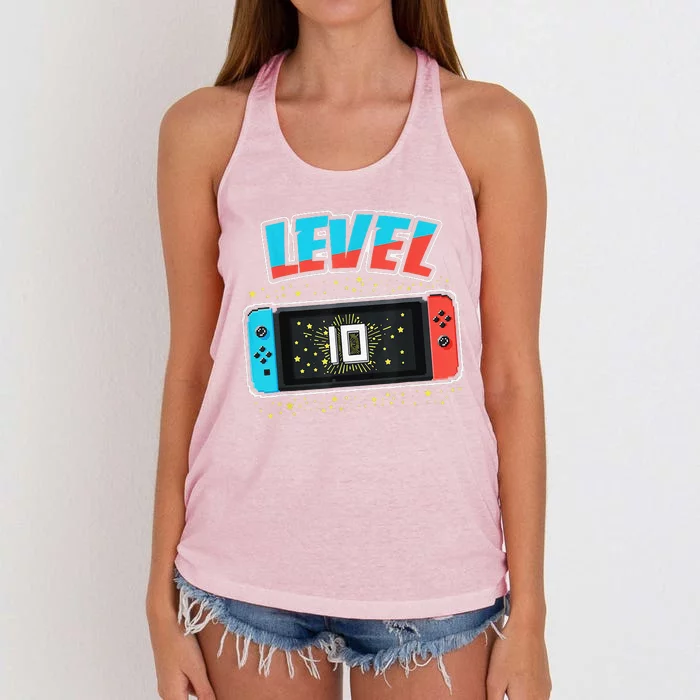 Level 10 Birthday 10 Years Old Video Games Gift Women's Knotted Racerback Tank