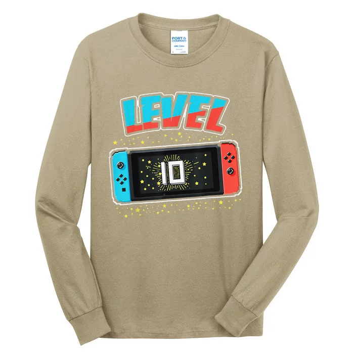 Level 10 Birthday 10 Years Old Video Games Gift Tall Long Sleeve T-Shirt