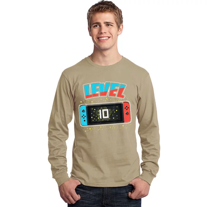 Level 10 Birthday 10 Years Old Video Games Gifts Tall Long Sleeve T-Shirt