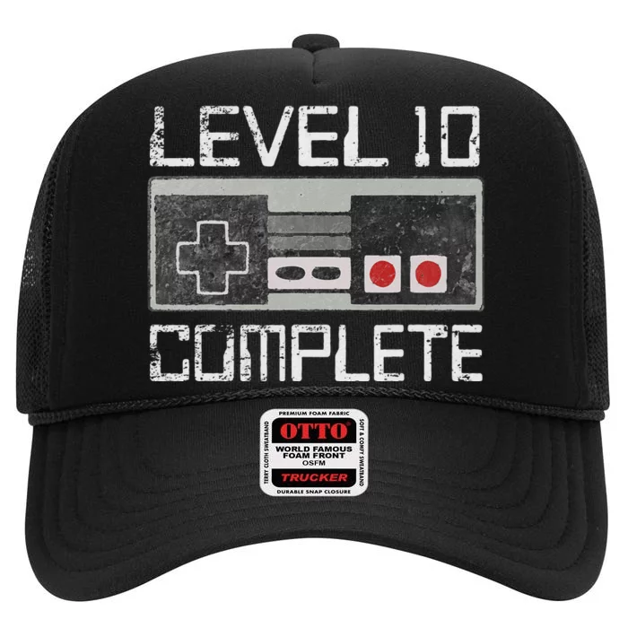 Level 10 Complete 10 Year 10th Wedding Anniversary For Him High Crown Mesh Trucker Hat