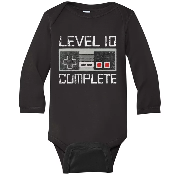 Level 10 Complete 10 Year 10th Wedding Anniversary For Him Baby Long Sleeve Bodysuit