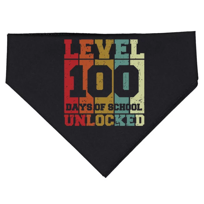 Level 100 Days Of School Unlocked Funny School USA-Made Doggie Bandana