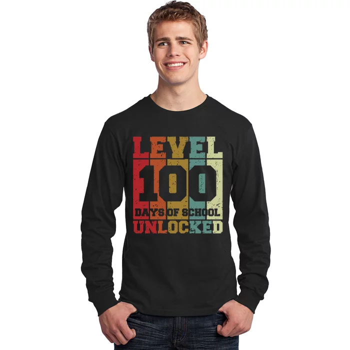 Level 100 Days Of School Unlocked Funny School Long Sleeve Shirt