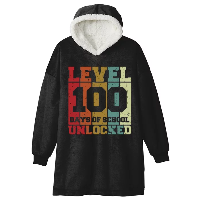 Level 100 Days Of School Unlocked Funny School Hooded Wearable Blanket