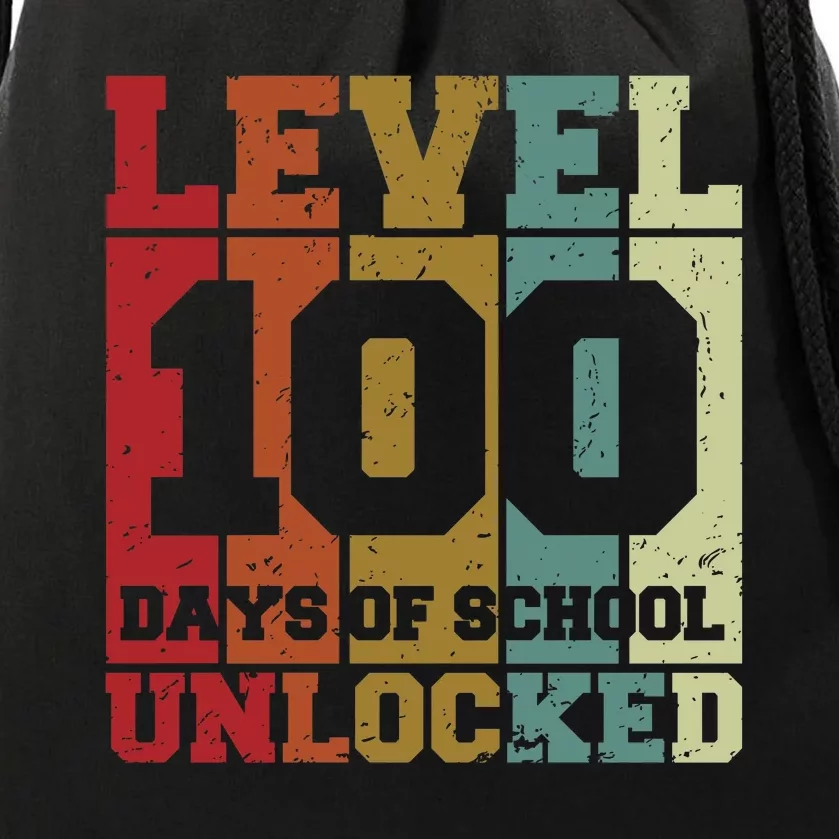 Level 100 Days Of School Unlocked Funny School Drawstring Bag