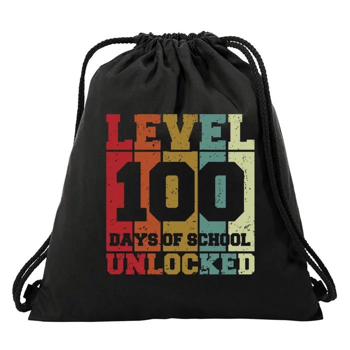 Level 100 Days Of School Unlocked Funny School Drawstring Bag