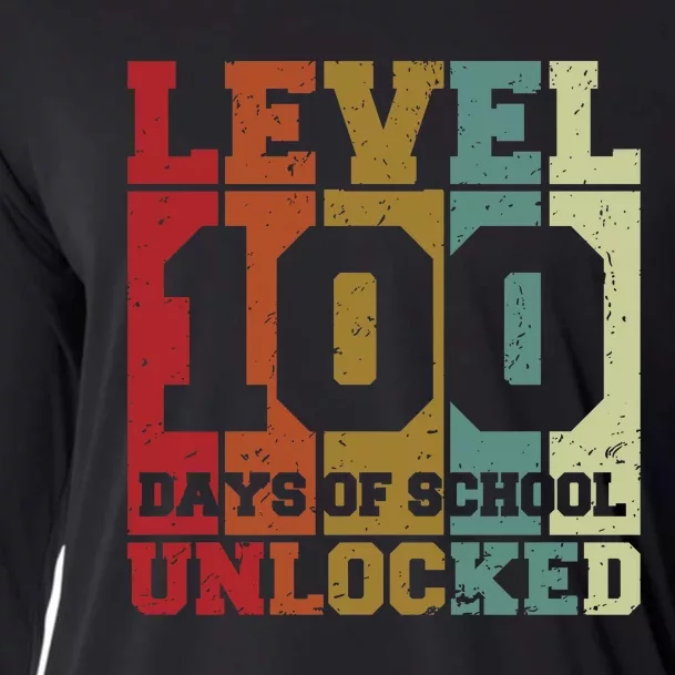 Level 100 Days Of School Unlocked Funny School Cooling Performance Long Sleeve Crew