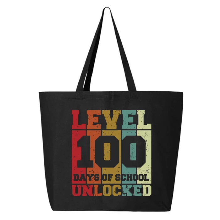 Level 100 Days Of School Unlocked Funny School 25L Jumbo Tote