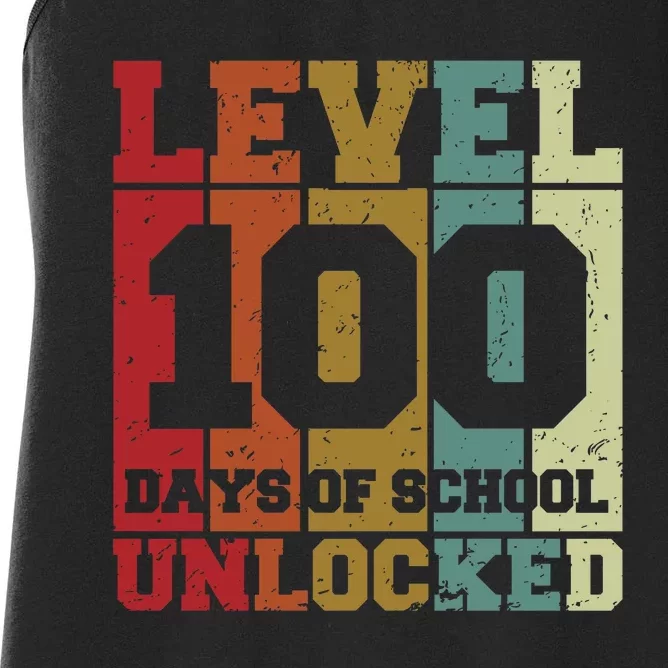 Level 100 Days Of School Unlocked Funny School Women's Racerback Tank