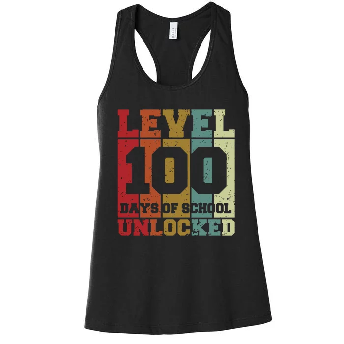 Level 100 Days Of School Unlocked Funny School Women's Racerback Tank