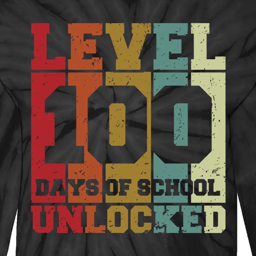 Level 100 Days Of School Unlocked Funny School Tie-Dye Long Sleeve Shirt