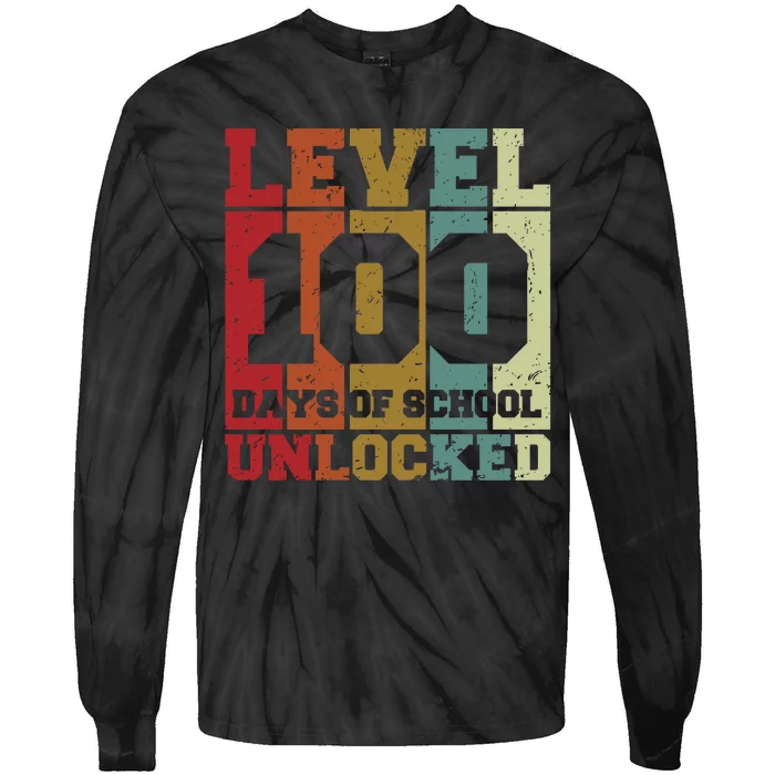 Level 100 Days Of School Unlocked Funny School Tie-Dye Long Sleeve Shirt