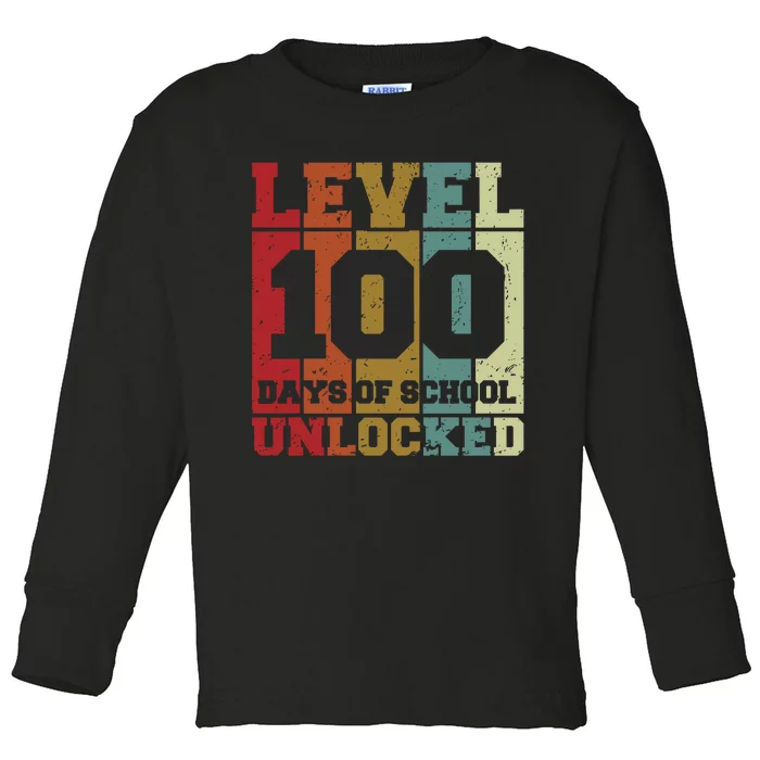 Level 100 Days Of School Unlocked Funny School Toddler Long Sleeve Shirt