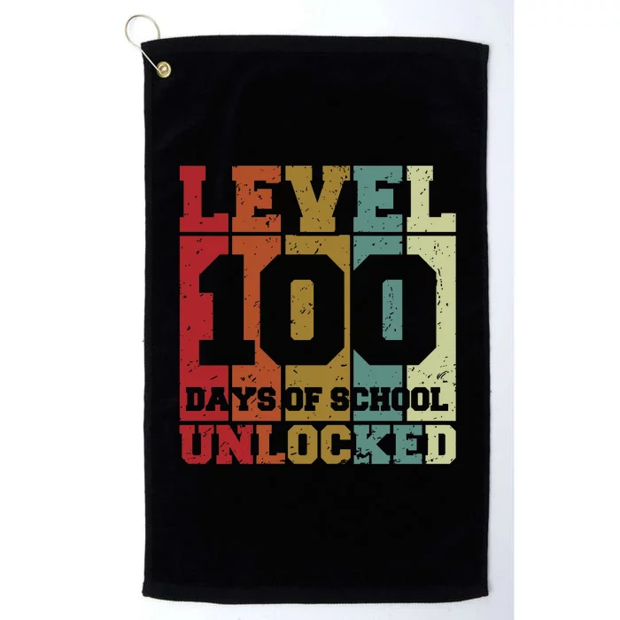 Level 100 Days Of School Unlocked Funny School Platinum Collection Golf Towel