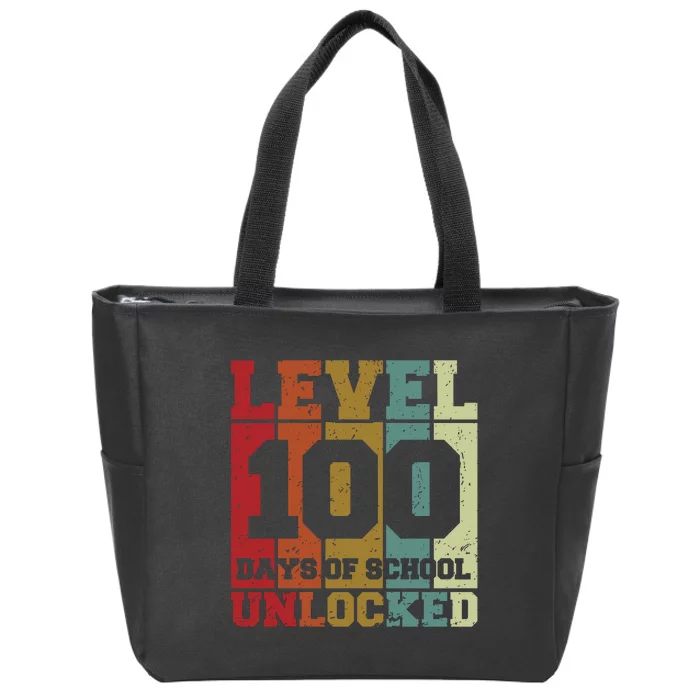 Level 100 Days Of School Unlocked Funny School Zip Tote Bag