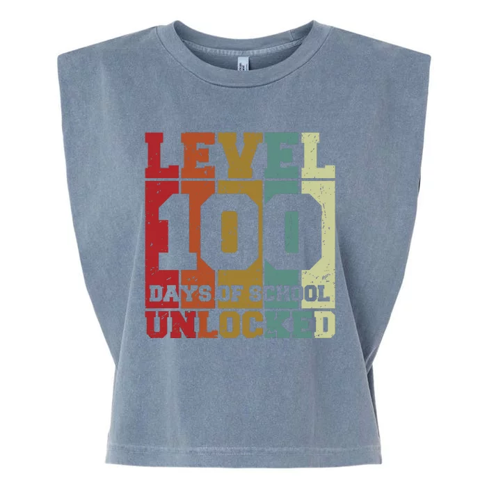 Level 100 Days Of School Unlocked Funny School Garment-Dyed Women's Muscle Tee