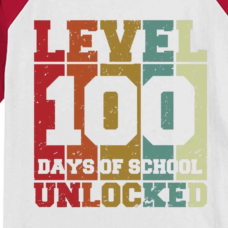 Level 100 Days Of School Unlocked Funny School Kids Colorblock Raglan Jersey