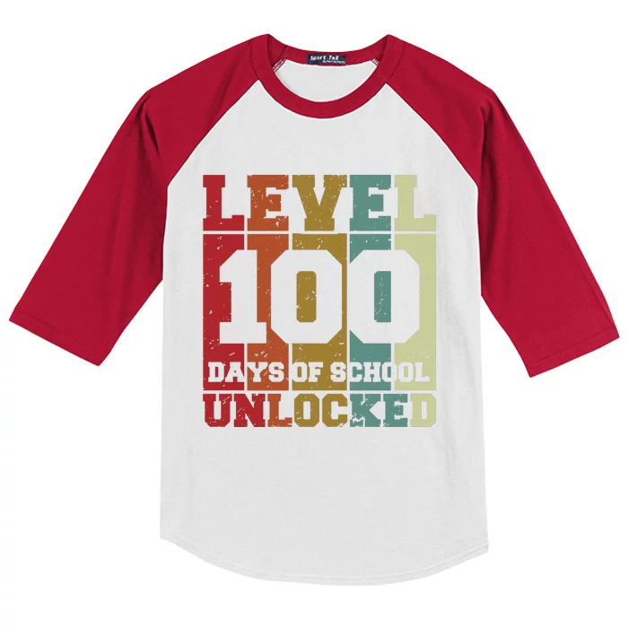 Level 100 Days Of School Unlocked Funny School Kids Colorblock Raglan Jersey