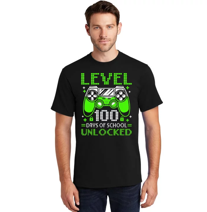 Level 100 Days Of School Unlocked Gamer Video Games Tall T-Shirt