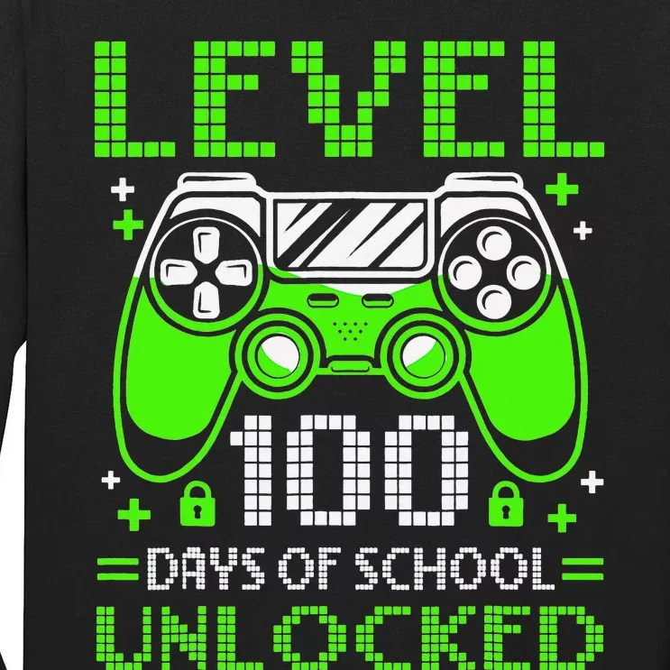 Level 100 Days Of School Unlocked Gamer Video Games Tall Long Sleeve T-Shirt