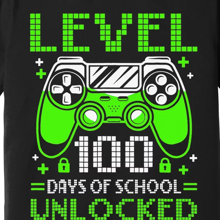 Level 100 Days Of School Unlocked Gamer Video Games Premium T-Shirt