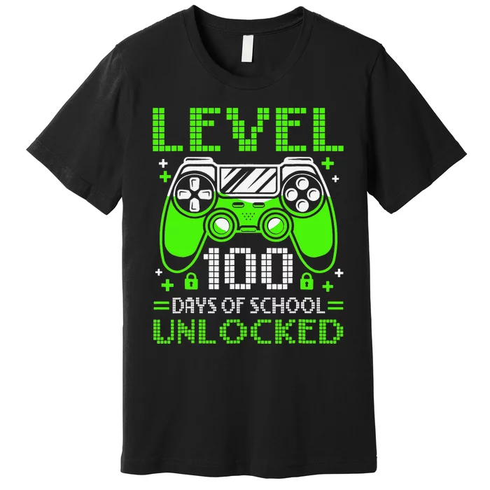 Level 100 Days Of School Unlocked Gamer Video Games Premium T-Shirt