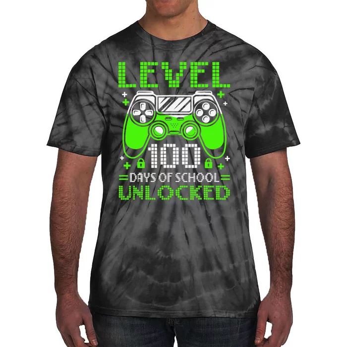 Level 100 Days Of School Unlocked Gamer Video Games Tie-Dye T-Shirt