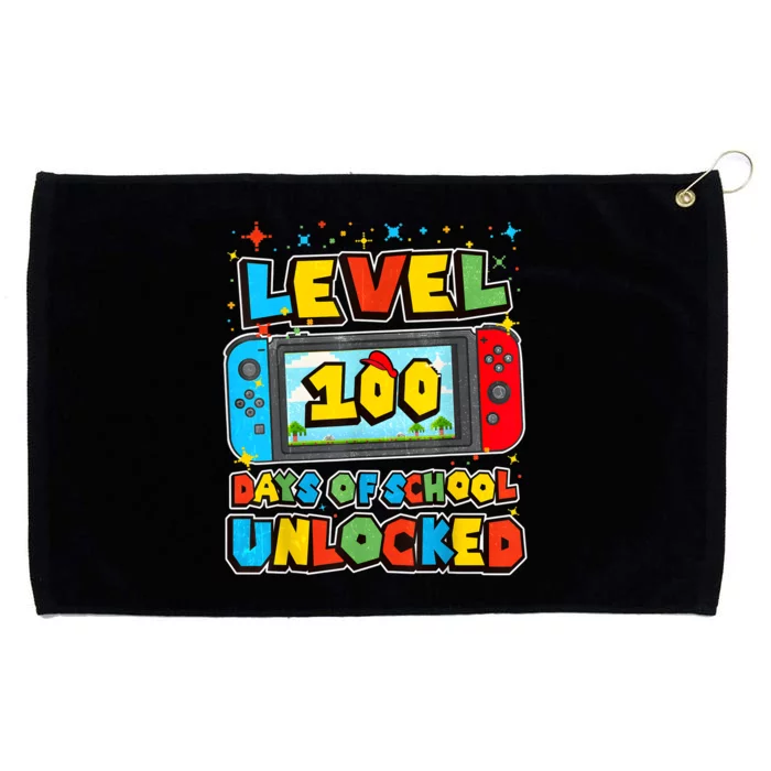 Level 100 Days Of School Unlocked Gamer Video Games Grommeted Golf Towel