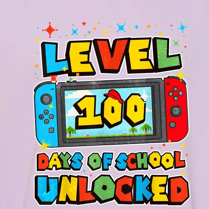 Level 100 Days Of School Unlocked Gamer Video Games Garment-Dyed Sweatshirt