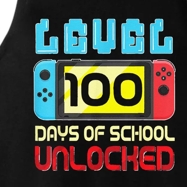 Level 100 Days Of School Unlocked Gamer Video Games Ladies Tri-Blend Wicking Tank