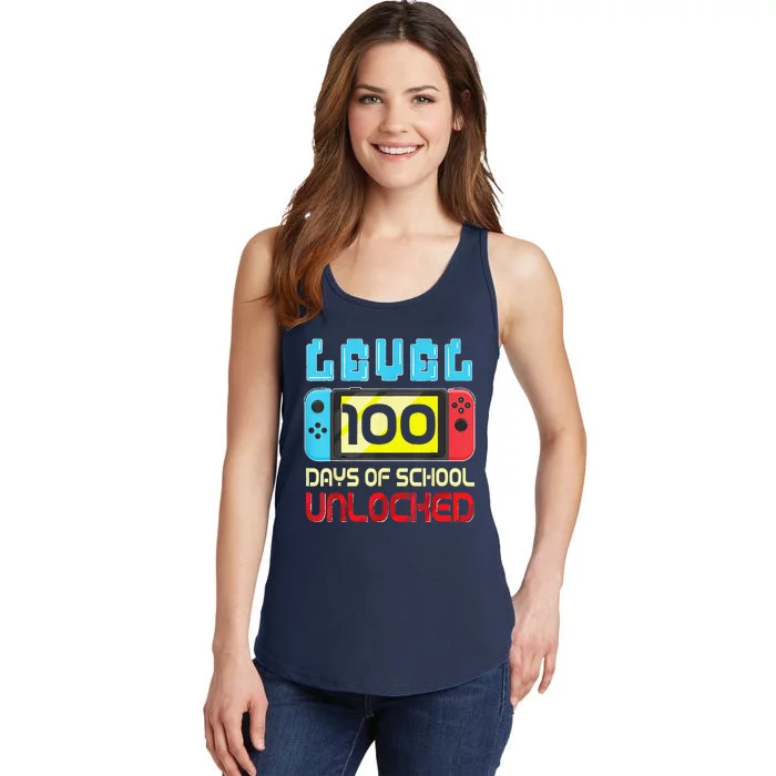 Level 100 Days Of School Unlocked Gamer Video Games Ladies Essential Tank