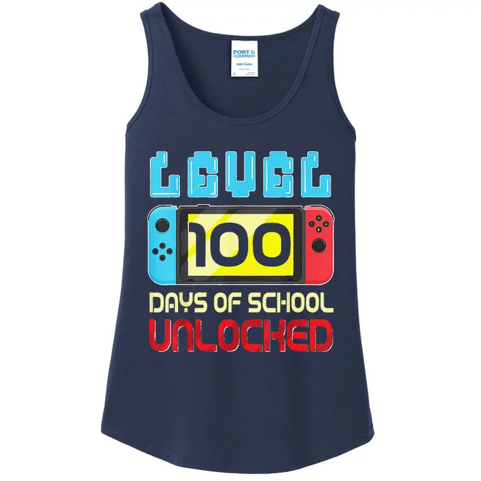 Level 100 Days Of School Unlocked Gamer Video Games Ladies Essential Tank