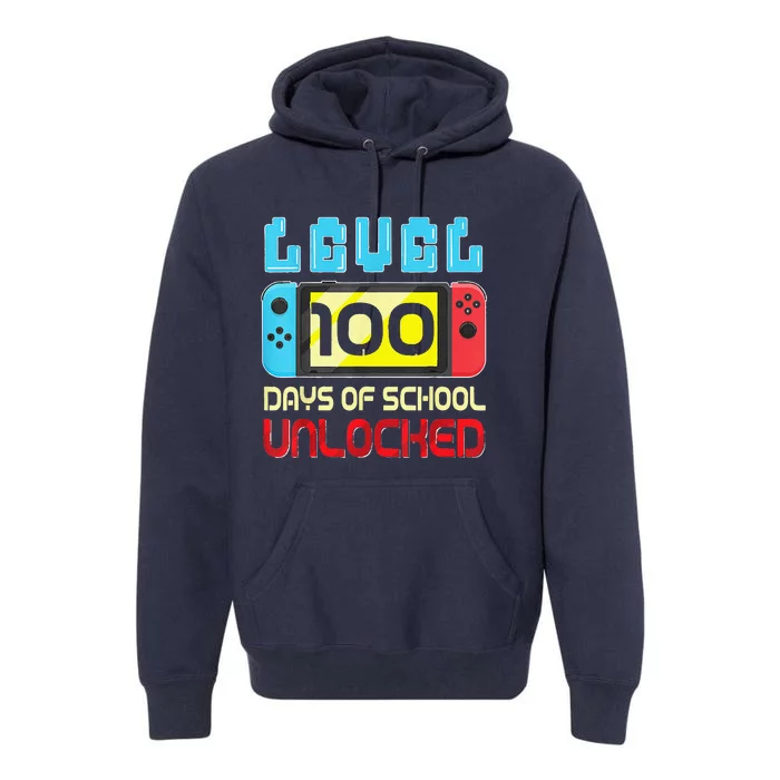 Level 100 Days Of School Unlocked Gamer Video Games Premium Hoodie