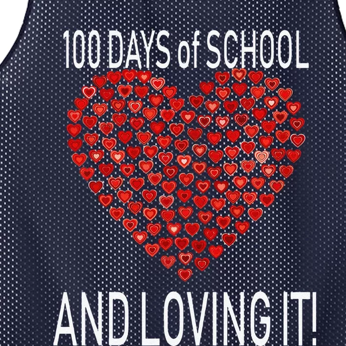 Loving 100 Days Of School Cute Heart Happy Gift Outfit Mesh Reversible Basketball Jersey Tank