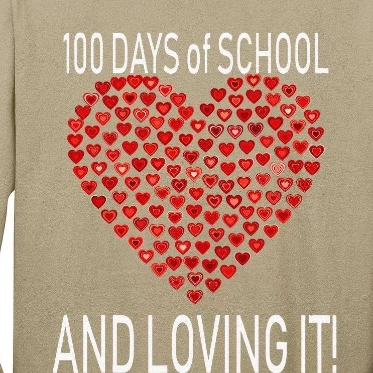 Loving 100 Days Of School Cute Heart Happy Gift Outfit Tall Long Sleeve T-Shirt