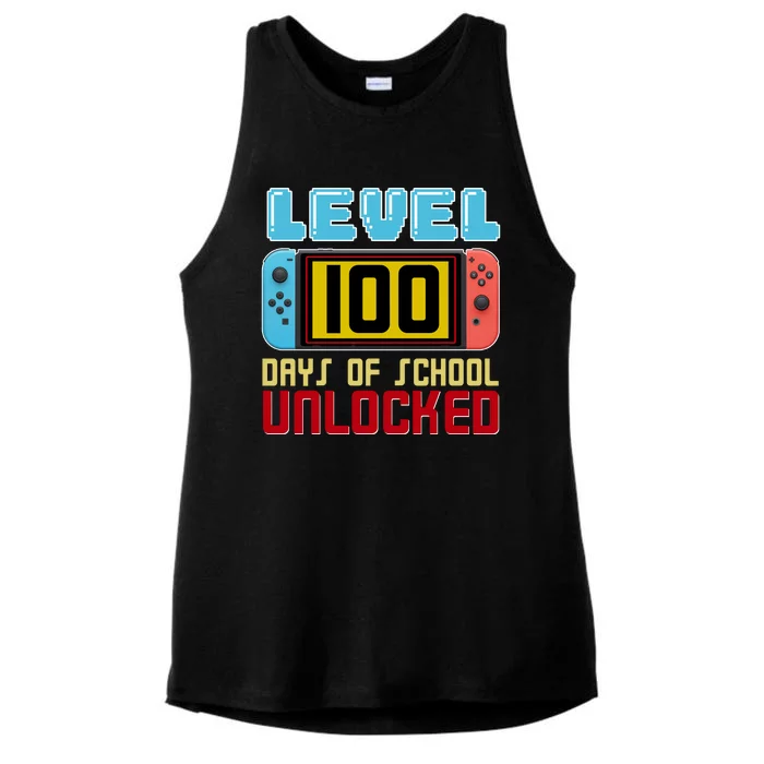 Level 100 Day Of School Unlocked Ladies Tri-Blend Wicking Tank