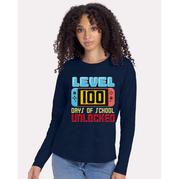 Level 100 Day Of School Unlocked Womens Cotton Relaxed Long Sleeve T-Shirt