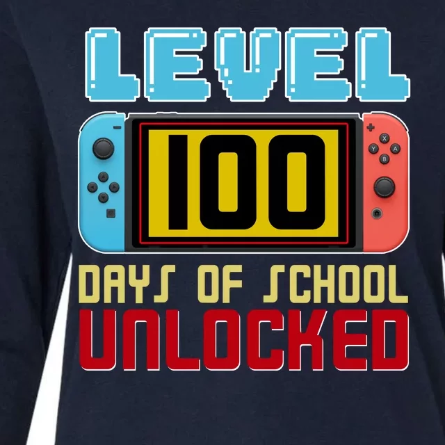 Level 100 Day Of School Unlocked Womens Cotton Relaxed Long Sleeve T-Shirt