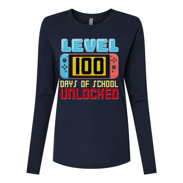 Level 100 Day Of School Unlocked Womens Cotton Relaxed Long Sleeve T-Shirt