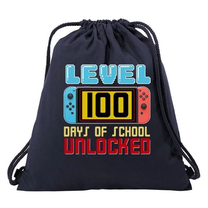 Level 100 Day Of School Unlocked Drawstring Bag