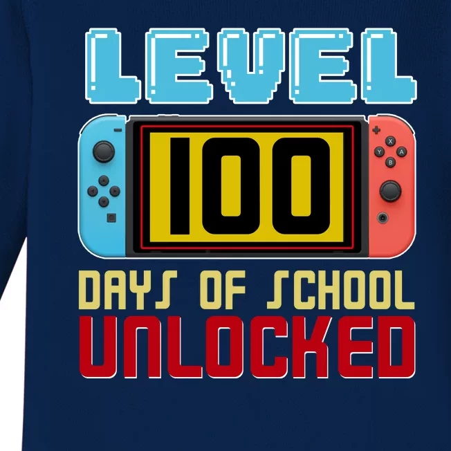 Level 100 Day Of School Unlocked Baby Long Sleeve Bodysuit