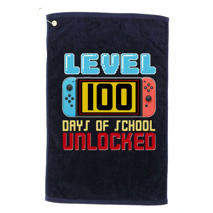 Level 100 Day Of School Unlocked Platinum Collection Golf Towel