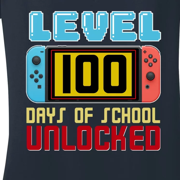 Level 100 Day Of School Unlocked Women's V-Neck T-Shirt