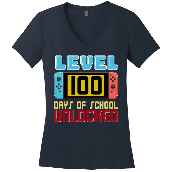 Level 100 Day Of School Unlocked Women's V-Neck T-Shirt