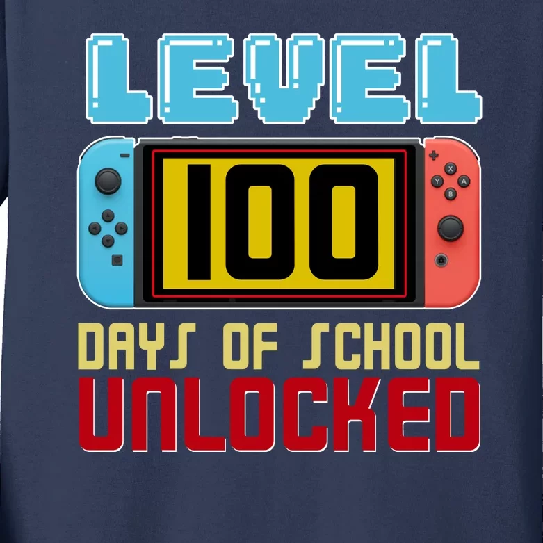 Level 100 Day Of School Unlocked Kids Long Sleeve Shirt