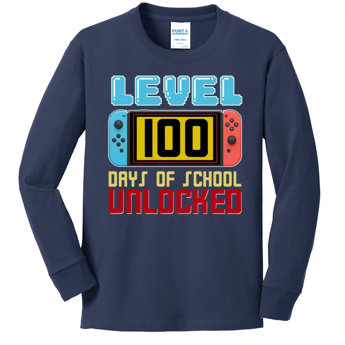 Level 100 Day Of School Unlocked Kids Long Sleeve Shirt